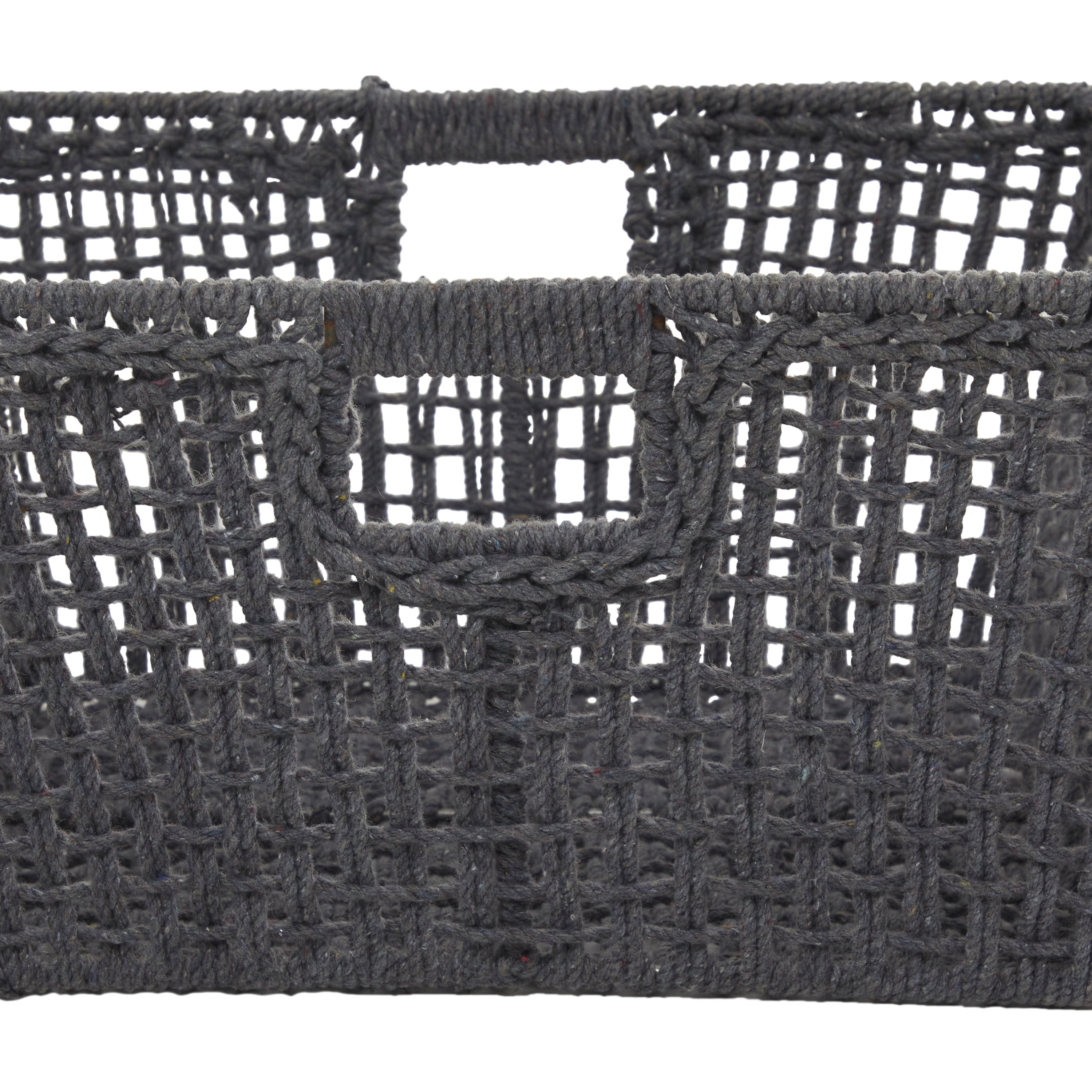 CosmoLiving by Cosmopolitan 19" x 10" Gray Cotton Handmade Storage Basket with Handles, 1-Piece