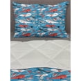 thumbnail image 3 of Narwhal Comforter & Sham Bedding Set, Underwater Life Themed Whale and Bird Feather Illustration Colorful Design, 3 pcs Duvet Set Microfiber Filling Quilt, 5 Sizes, Multicolor, by Ambesonne, 3 of 4