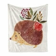 thumbnail image 1 of Animal Soft Flannel Fleece Throw Blanket, Hand Painted Illustration with Hedgehog with Flowers in Watercolors, Cozy Plush for Indoor and Outdoor Use, 70" x 90", Multicolor, by Ambesonne, 1 of 6