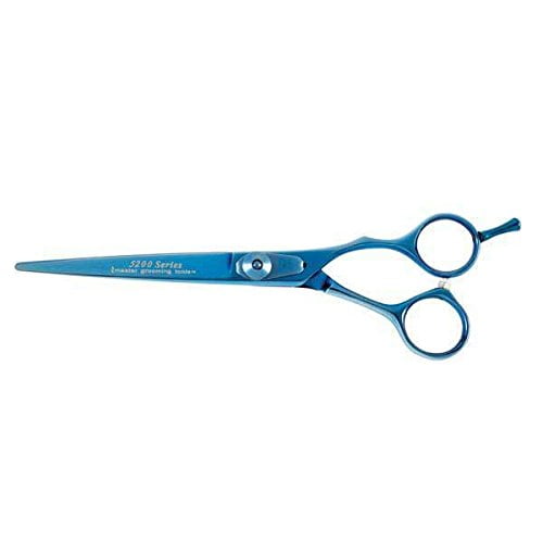Blue Titanium Straight Grooming Shears for Dogs 5200 Series Dog Groomer Scissors(7 1/2" Straight Shears)