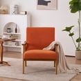 thumbnail image 2 of Modern Accent Chair, Teddy Velvet Armchair, Upholstered Mid Century Lounge Chair with Removable Padded Cushion and Wood Frame, Comfy Reading Chair for Living Room/Bedroom, Burnt Orange, 2 of 7