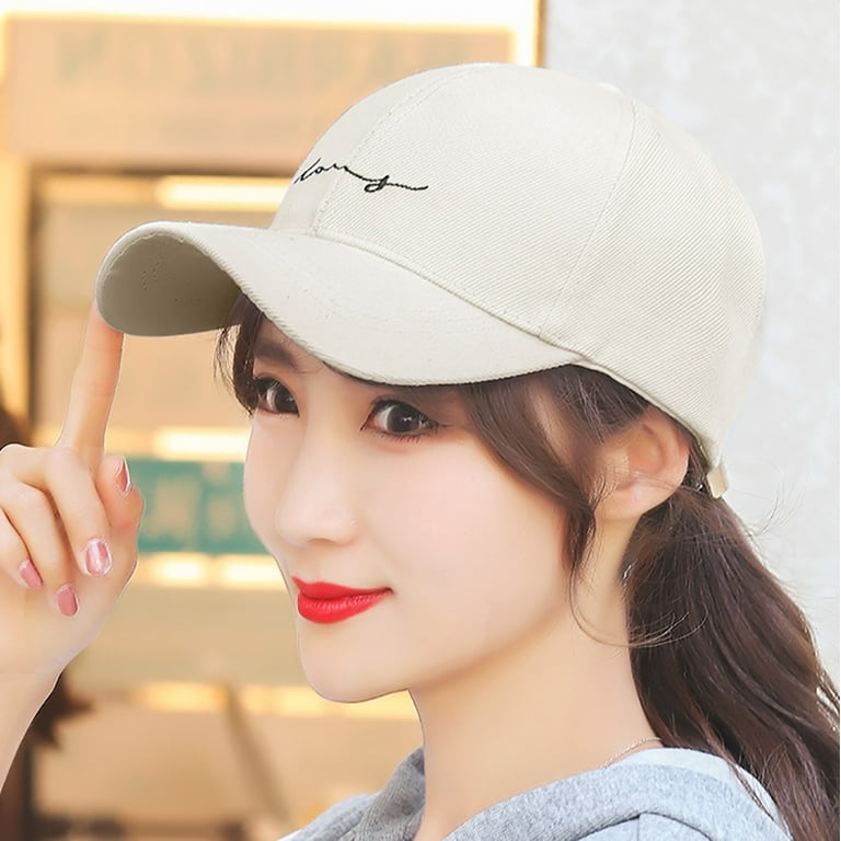 Rbaofujie Womens Hats with Brim Women New Embroidery Thin Line Wave All-match Baseball Cap Beige, Women's, Size: One Size