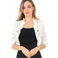 thumbnail image 1 of Cárdigan elegante con cuello con volantes pamujer, top de encogimiento de hombros con encaje floral transparente blanco L, 1 of 6