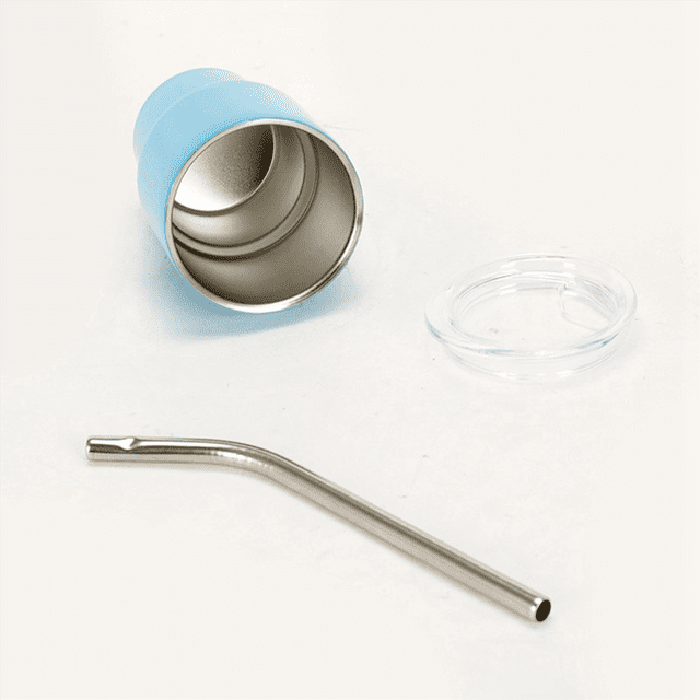 Lot de 6 Mini Verres à Shot avec Paille et Couvercle, Mini Gobelets, Verres à Shot Double Paroi, 2Oz(B)