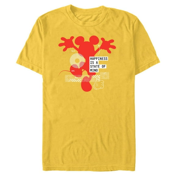 Disney Mickey Mouse Happiness is a State of Mind - Short Sleeve Blended T-Shirt for Adults - Customized-Yellow