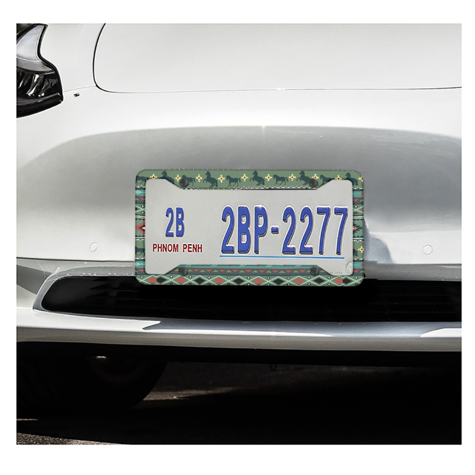 Renewold American Tribal Horse Green Car Frame License Plate Frame for SUV Truck Vans Sedans, Vanity Tag Frame for Men Women, 2 Pack