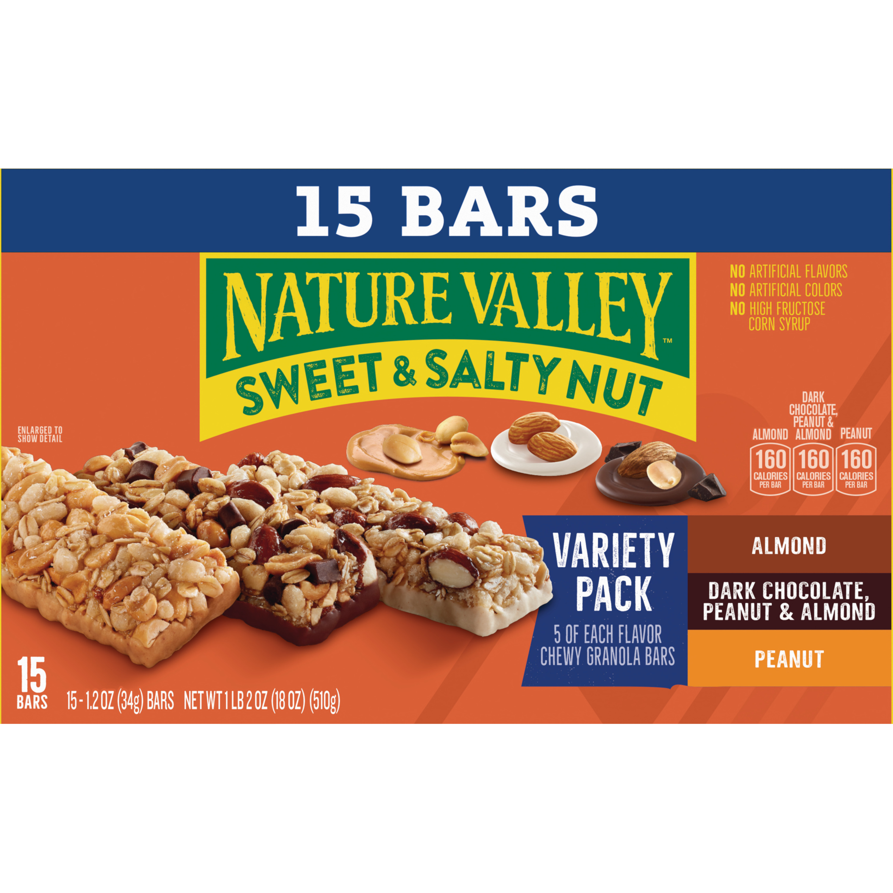 Nature Valley Sweet and Salty Nut Granola Bars, Variety Pack, 15 Bars, 18 oz