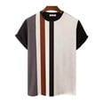 thumbnail image 5 of sunsanly Men Summer T-shirt Contrast Color Striped 3D Geometric Print Casual Keep Cooling Short Sleeves Plus Size Men Summer Top Men Clothes, 5 of 8
