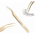 thumbnail image 1 of NAGARAKU Tweezers for Eyelash Extensions Curved Lash Tweezers Precision Pinzas Professional Easy Fanning Stainless Steel Precise Long Tip Pointy Make Fans for Lashes Isolation (N-11), 1 of 8