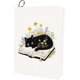 thumbnail image 1 of Funda de libro elástica con diseño de gato negro y flor de animal, lavable y reutilizable, de nailon, para cuadernos grandes, 1 of 9