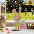 thumbnail image 3 of Small Accent Table for Small Spaces Wooden Easter Rabbit and Egg Decoration 10x15cm, Multicolor Patterned Tabletop Ornament, Dining Table for Small Spaces Party Decor and Centerpiece, 3 of 6