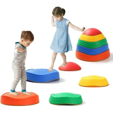 5pcs Non-Slip Sensory Stepping Stones for Kids Ages 3 , Balance Stones for Toddlers, Indoor and Outdoor Obstacle Course Toys for Coordination Skills Development