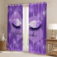 thumbnail image 2 of Homewish Purple Eyelashes Curtains Set of 2 (42x84) - Sequin (Love Heart), 2 of 6