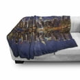 thumbnail image 3 of Landscape Soft Flannel Fleece Blanket, Cityscape Scenery of New York City at Midnight Usa Ocean Reflection Coast Photo, Cozy Plush for Indoor and Outdoor Use, 50" x 60", Multicolor, by Ambesonne, 3 of 6
