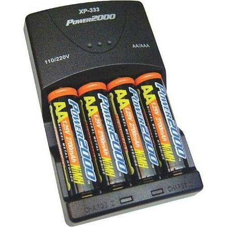 Power2000 XP-333 Rapid AA AAA Battery Charger Set with 4 2900mah AA NiMH (Best Rated Aa Battery Charger)