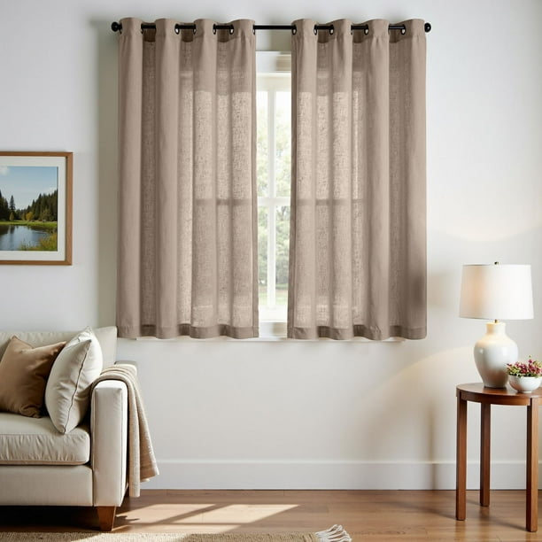 Cortinas jinchan lino topo 160x160 cm filtrado de luz 2 piezas