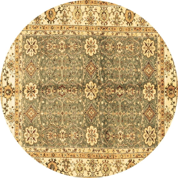 Ahgly Company Machine Washable Indoor Round Oriental Brown Traditional Area Rugs, 5' Round