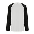 thumbnail image 4 of Women's Color Block Sweatshirts Dressy Crewneck Long Sleeve Pullover Boyfriend Style Tops Casual Fall Outfits Black 2XL, 4 of 5