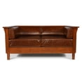 thumbnail image 4 of Crafters and Weavers Arts and Crafts Leather Side Loveseat in Chestnut Brown, 4 of 7