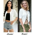 thumbnail image 2 of Yesfashion White Cardigan for Women Lightweight Sweaters Crew Neck Short Sleeve Cropped Bolero Shrugs Dressy, 2 of 5