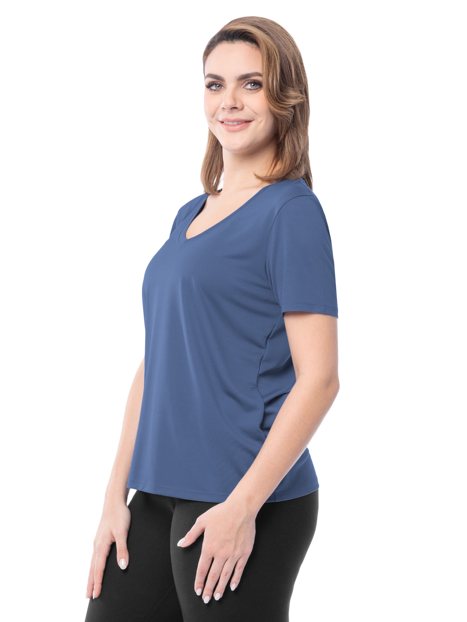 Athletic Works Women's Active Texture Knit V-Neck Tee, Sizes XS-XXXL