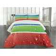 thumbnail image 3 of Ambesonne Modern Quilted Bedspread Set 3 Pcs, Water Drops on a Plastic, King Size, Red Fern Green Blue, 3 of 5