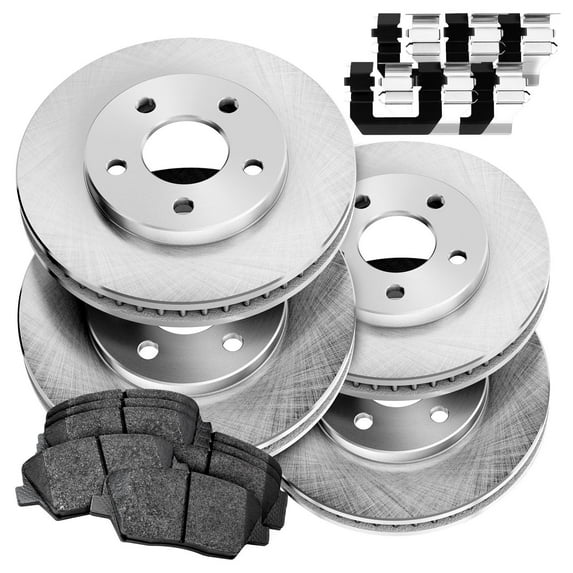PowerSport Front Rear Brakes and Rotors Kit |Front Rear Brake Pads| Brake Rotors and Pads| Ceramic Brake Pads and Rotors |fits 2005-2008 Audi A6 Quattro, 2006-2011 Audi A6