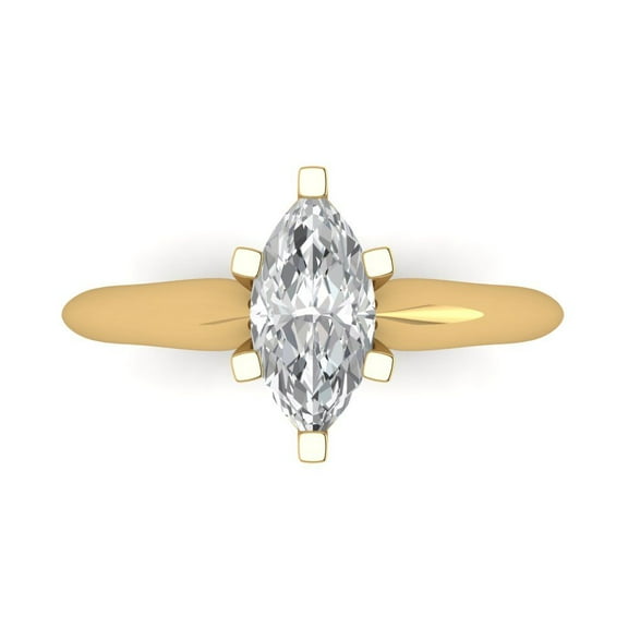 Solitaire Engagement Ring for Women - 1ct Simulated Diamond in 18K Yellow Gold Promise Ring