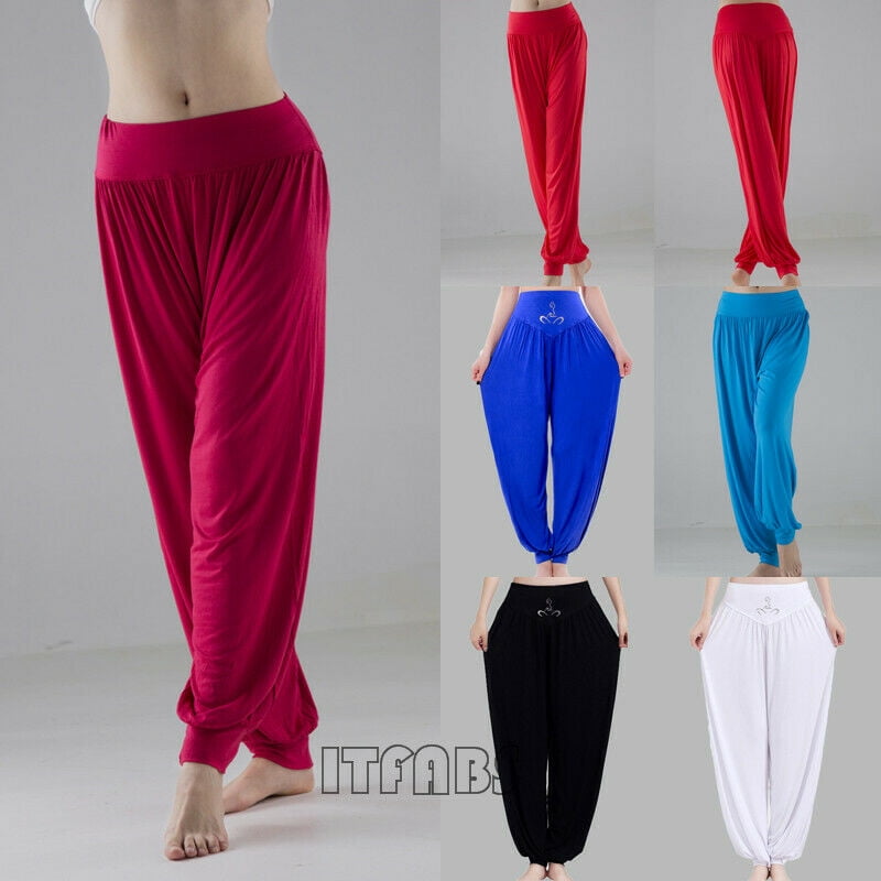 Molilove Womens Elastic Soft Modal Harem Pants for Yoga Fitness and