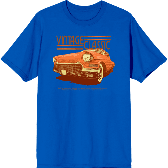 Car Fanatic Orange Vintage Car Crew Neck Short Sleeve Adult T-shirt-XXL-Orange