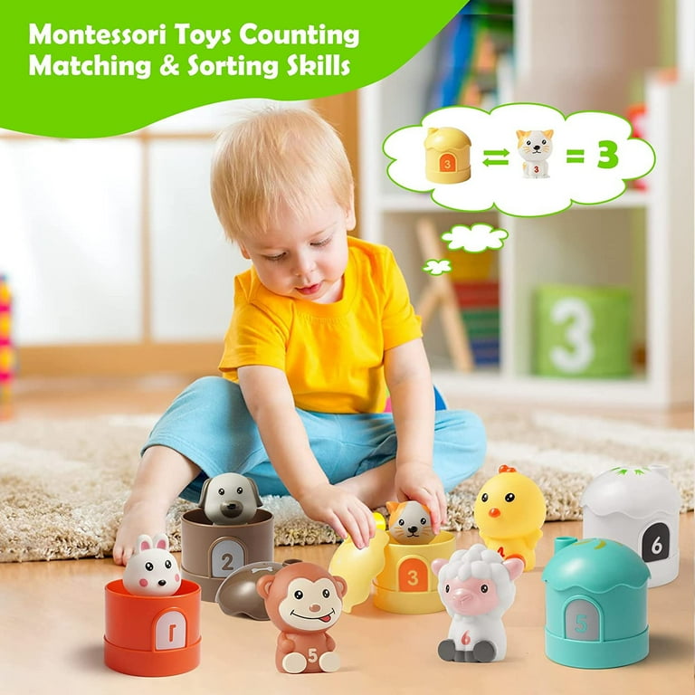 Learning Toys for 1,2,3 Year Old Toddlers, 12 Pcs Farm Animals