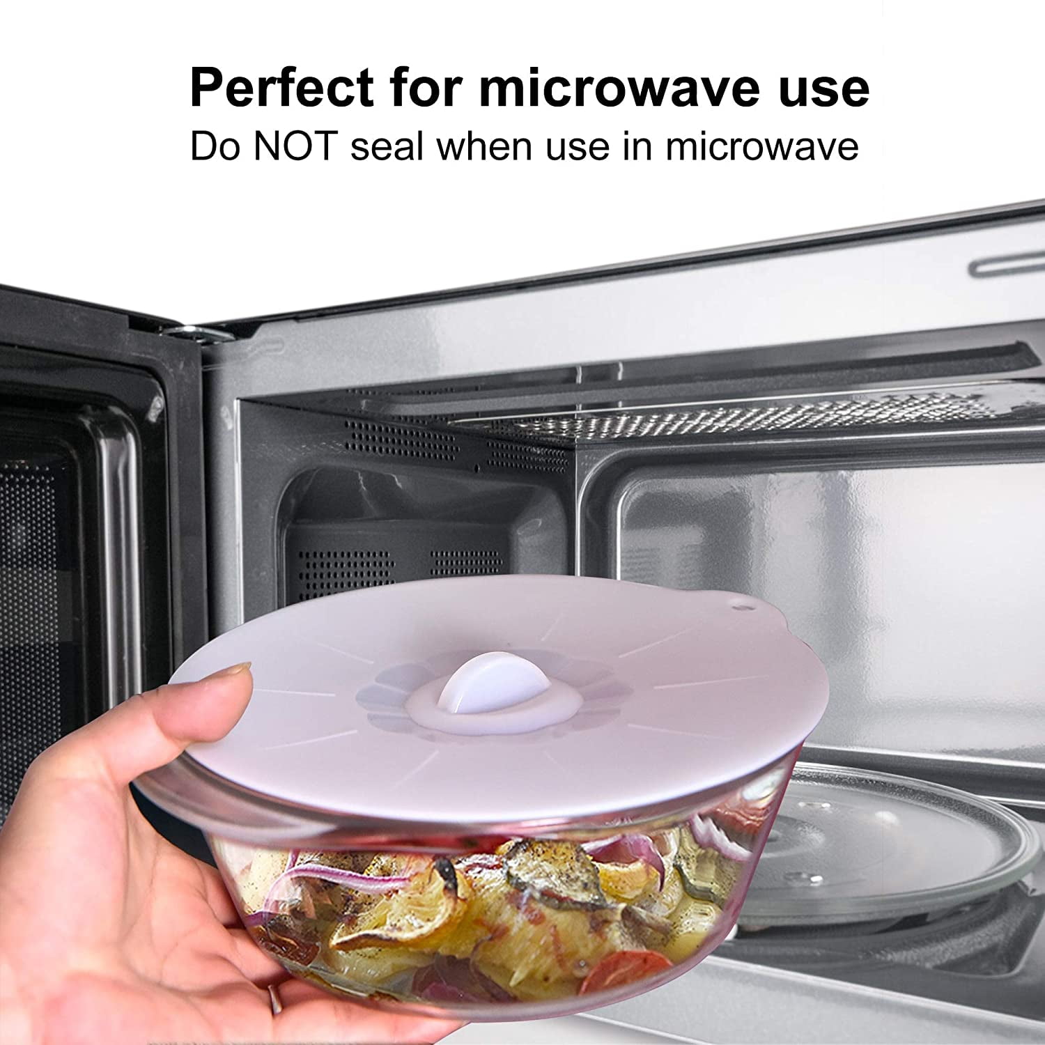 Kepooman Kitchen Reusable Silicone Bowl Lids for Food Container, Food Storage Covers for Freezer & Microwave, Various Sizes, Set of 5, White Kepooman Kitchen Reusable Silicone Bowl Lids for Food Container, Food Storage Covers for Freezer & Microwave, Various Sizes, Set of 5, White