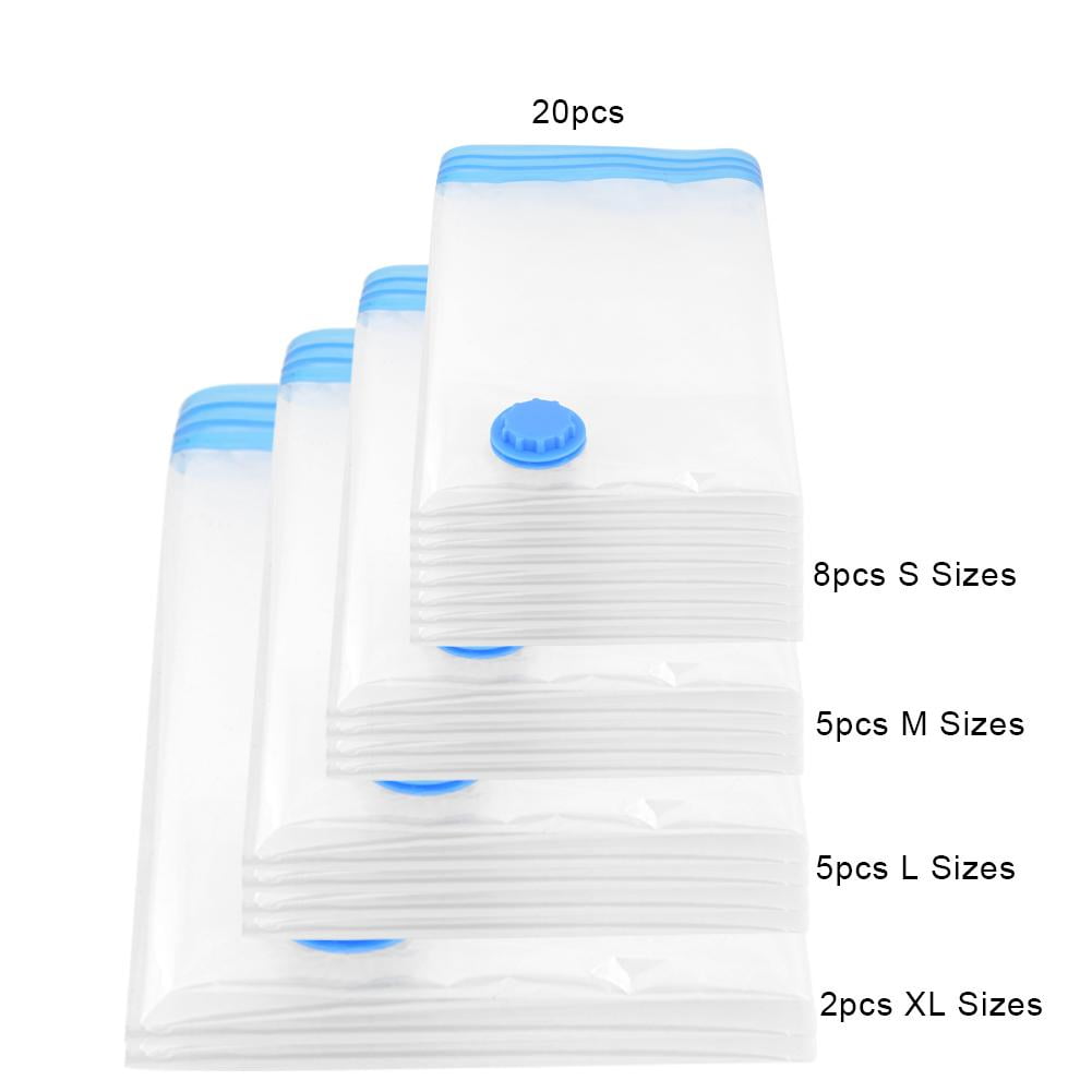 WALFRONT 20Pcs Mixed Sizes Vacuum Compressed Space Saving Storage Bags