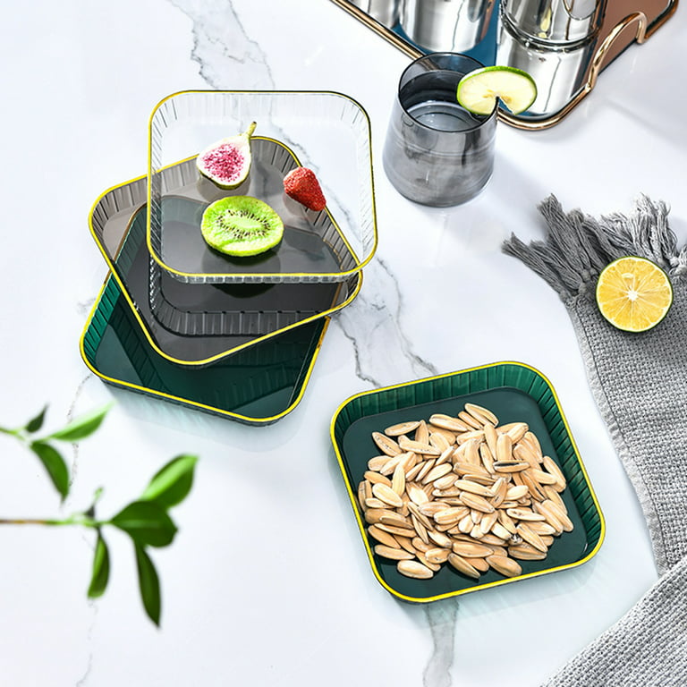 3 Pcs Nordic Rectangular Tea Tray Plastic Storage Tray Home Kitchen Fruit  Dessert Tray Small