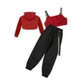 thumbnail image 2 of Zaldita Fashion Jazz Hip Hop Street Dance Outfit for Girl 3Pcs Long Sleeve Hoodie with Vest and Pant Red 6, 2 of 7
