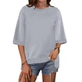 thumbnail image 2 of Women's Casual 3/4 Sleeve Tops Crew Neck Loose Oversized Basic T Shirts Spring Summer Going Out Outfits, 2 of 2
