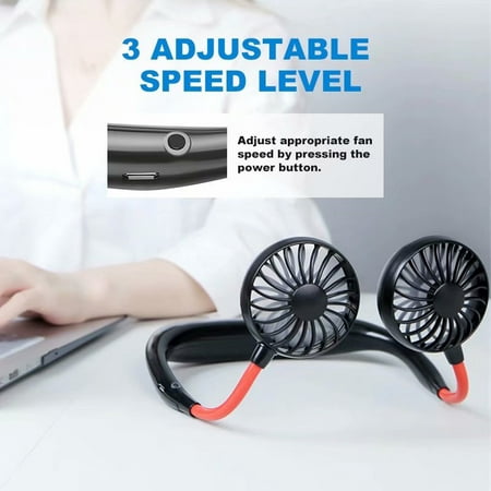 VicTsing Portable Sports Fan USB Rechargeable Charging Handheld Neckband Fan Mini Double Fans 3 Speed Adjustable Wearable for Home Office (Best Portable Handheld Fan)