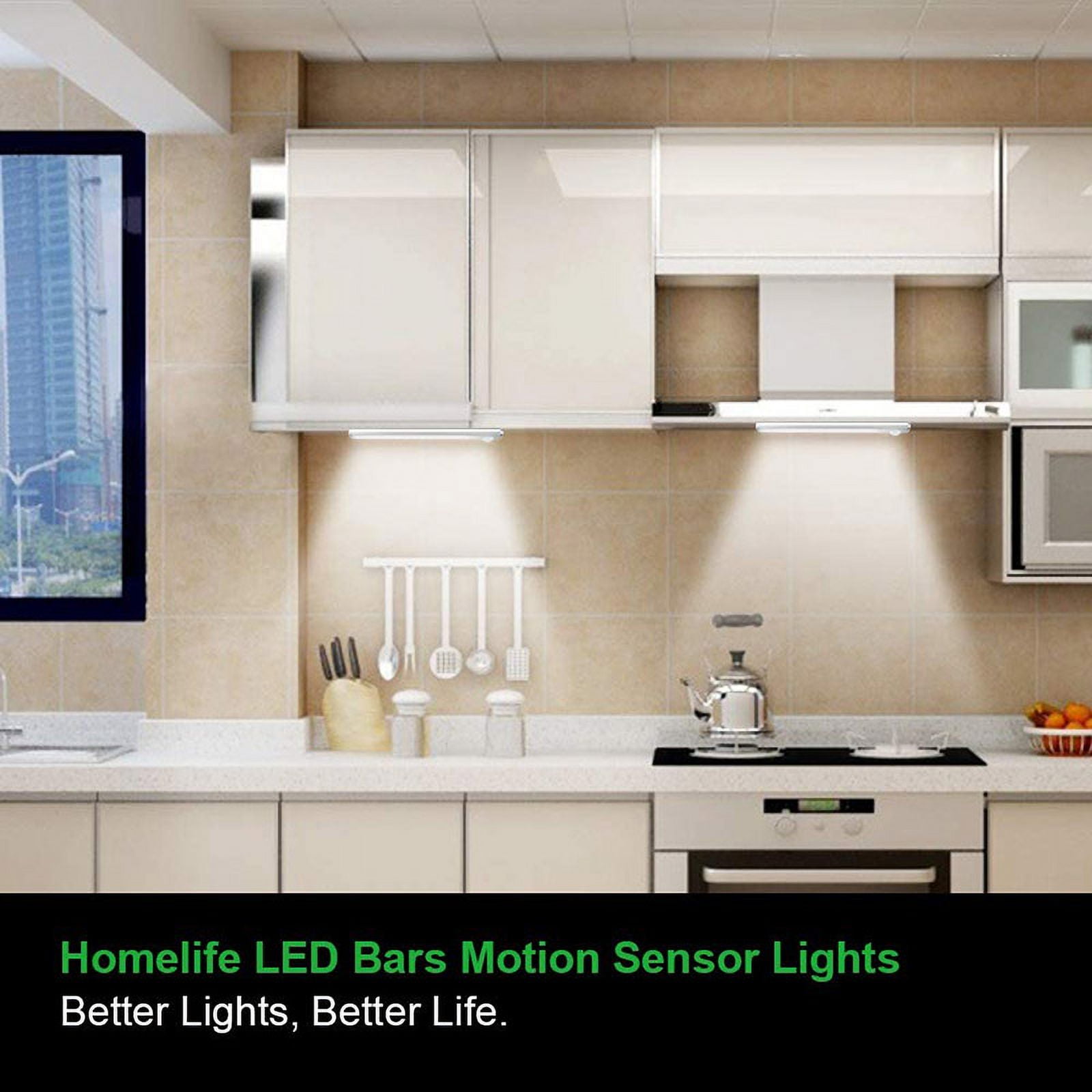 2-Pack LED Closet Lights Motion Sensor Under Cabinet Lights Indoor Wireless Lighting 3600mAh Powered Light Bar Dimmable Rechargeable ( 15inch)