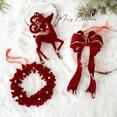 thumbnail image 4 of Wine Red Christmas Snowfall Deer Pendant Wreath Butterfly Knot Elk Flocking Xmas Tree Hanging Ornaments Cartoon Elegant, 4 of 5