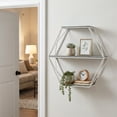 thumbnail image 4 of Geometric Wall Mounted Shelf for Home Decor - Hanging Storage Organizer for Living Room, Bedroom, and Entryway - Metal Frame And Wood Wall Organizer Storage for Casual Spaces - 21", Gray & White, 4 of 12