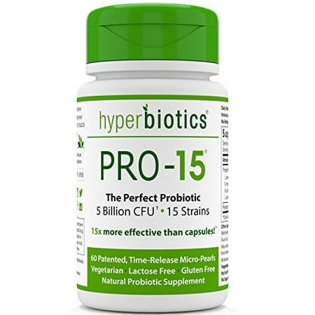 Hyperbiotics PRO-15 Probiotics - 60 Daily Time Release Pearls - 15x More Effective than Probiotic Capsules with Patented Delivery Technology - Easy to Swallow Probiotic