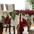 thumbnail image 3 of 54x54 Inch Tablecloth Polyester Square Tablecloth for Home Kitchen Dinner Decor Red and White Roses, 3 of 9