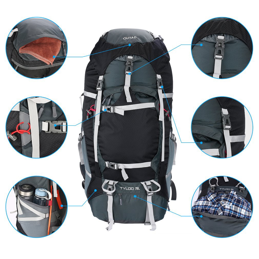 75l Durable outdoor equipment climbing hiking backpack bags 822 Forest Ful 