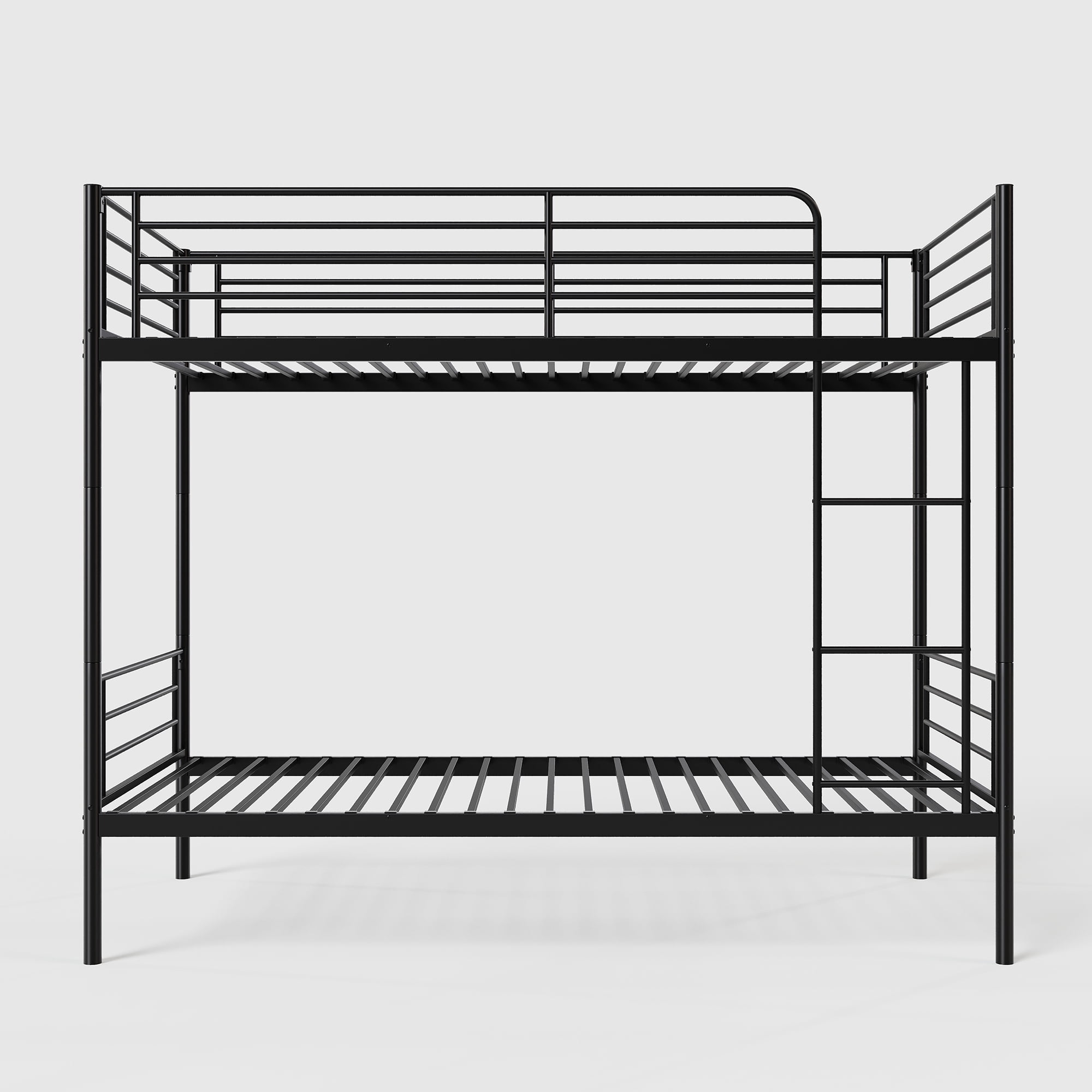 Mintazer Twin Over Twin Detachable Metal Bunk Bed with Ladder & Guardrail for Teen Adult Bedroom Dormitory, Black