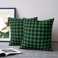 thumbnail image 2 of Pillow Covers 16x16 Set of 2, Green Black Plaid Throw Pillow Covers Decorative Couch Cushion Cover, Farmhouse Buffalo Checkered Vintage Grid Microfiber Soft Pillowcases for Bedroom Living Room Sofa, 2 of 9