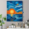 thumbnail image 4 of Abstract Swirl Sun Ocean Canvas Wall Art, Modern Coastal Print for Living Room, Bedroom, Office and Cafe Decor, 4 of 8