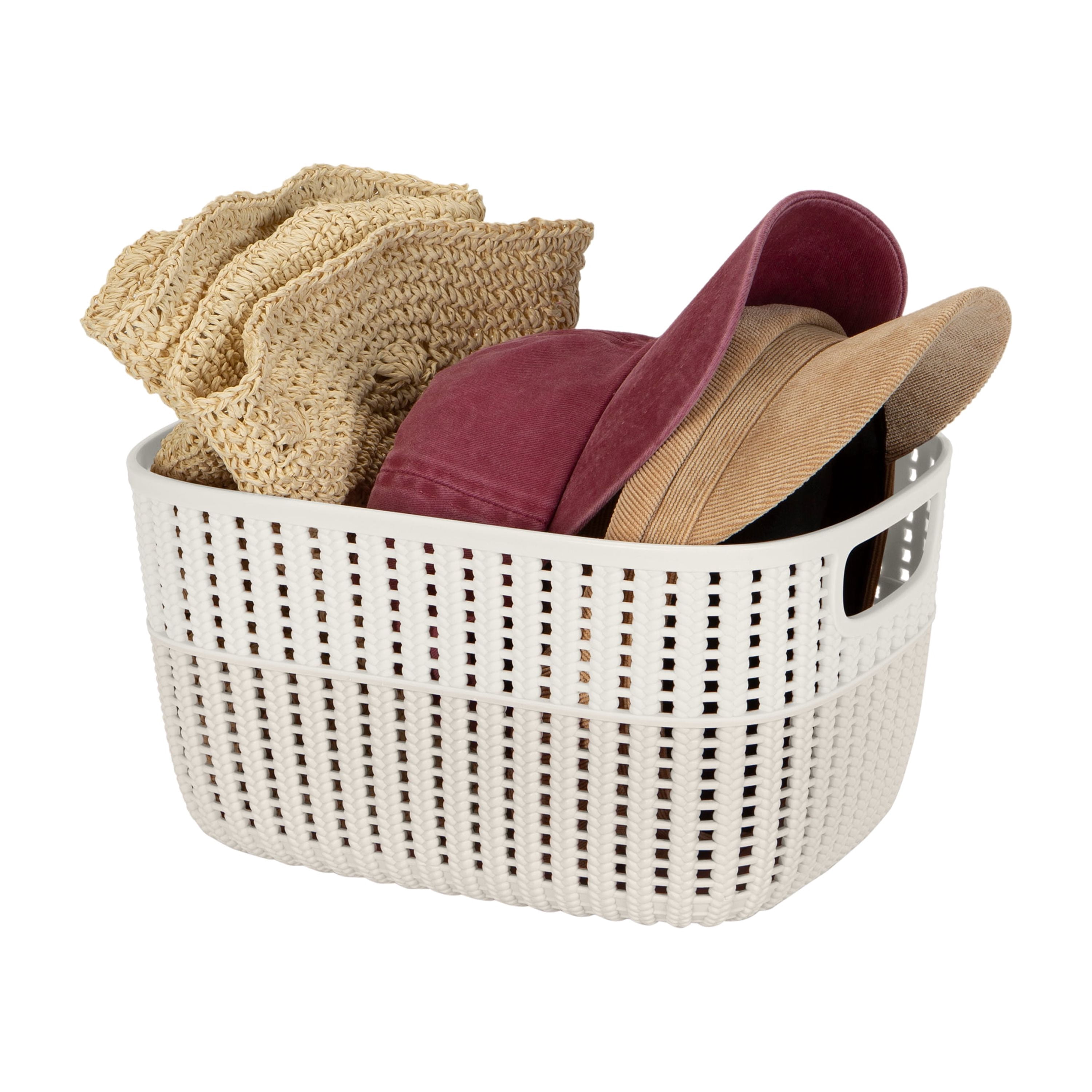 Simplify 4 Pack 2-Tone Decorative Plastic Medium Storage Basket in Ivory