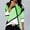 A Green, variant on Women Color Block Print 3/4 Sleeve Crew Neck Top Loose Fit Casual Daily Shirt B Green S