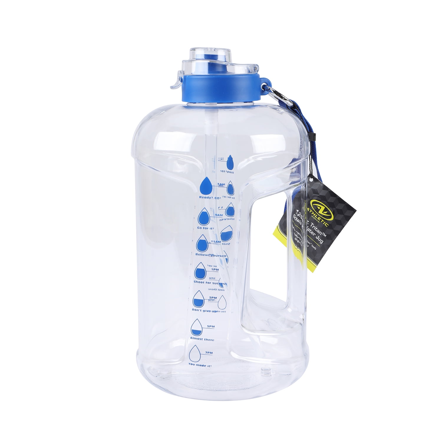 Athletic Works 128 oz Goals Jug with Dual Lid, Blue Accent