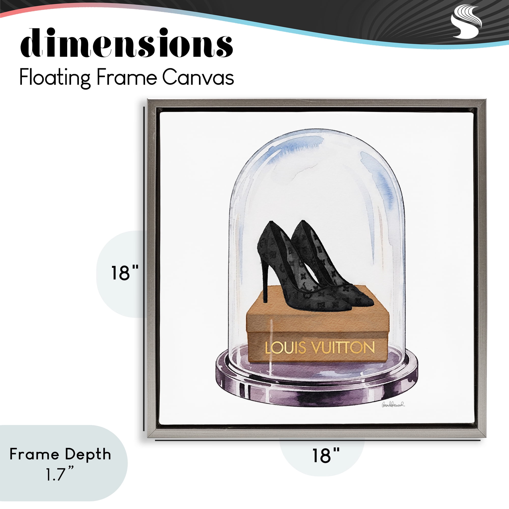 Stupell Industries Black Heels in Bell Jar Gray Framed Floater Canvas Wall Art, design by Amanda Greenwood